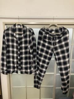 FRONT11201 レーヨン オンブレ チェック シャツ＆パンツ　セットアップ FRONT11201 レーヨン オンブレ チェック シャツ＆パンツ セットアップ