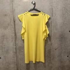 ZARA Woman ノースリーブ フリル イエロー Sサイズのサムネイル