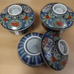 蓋つき煮物椀 3客セット 染付 色絵 陶磁器 有田焼 - メルカリ