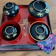 お食い初めセット 食器 祝膳 女の子用（黒色）日本製のサムネイル