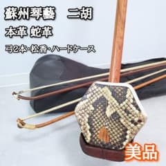 極美品✨️ 蘇州琴藝 二胡 本革 蛇革 中国 民族楽器 ケース＆弦2本付き