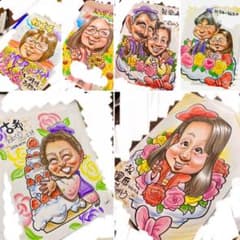 世界で1枚の手描きのオーダーメイド似顔絵☆アレンジok☆大人数ok