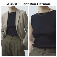 AURALEE 別注 ギザ ボートネック タンクトップ 洗える 黒 ノースリーブ
