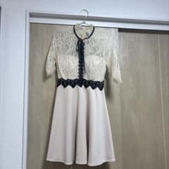 レース切替 ミニワンピース ベージュのサムネイル