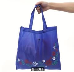 折りたたみ エコバッグ 花柄 ブルー コンパクト 収納のサムネイル