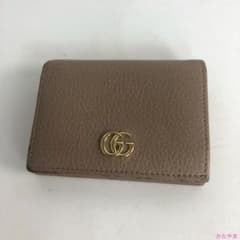 GUCCI グッチ GGマーモント 二つ折り財布 レザー ベージュ コンパクトのサムネイル