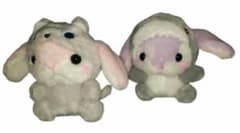 뽀토우사로삐-유루구루미 냥코 고양이 & 상어 볼 체인 마스코트