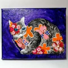 猫 アクリル画 アート 原画 - メルカリ