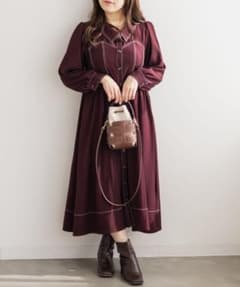 クレット clette オリジナル配色ステッチシャツワンピースのサムネイル