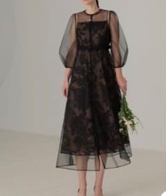 LEJAドレス S チュールパイピングリーフベルトAラインドレス