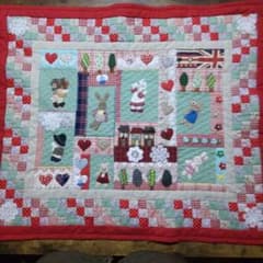 スーちゃん &ビリー君クレイジーキルト風 パッチワーク アップリケ