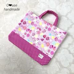 レッスンバッグ　ハンドメイド　入園入学　女の子　リボンちょうちょ　ピンクのサムネイル