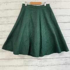 ダニエルエシュテル ウール100% フレアスカート 38 M 緑 上品 秋冬