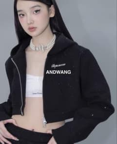 ANDWANG Kirakira short zip up black Mサイズ - メルカリ