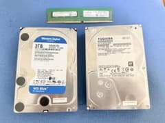 Y*r様 【動作品】HDD 3TB 2個 + DDR4 4GB セットのサムネイル