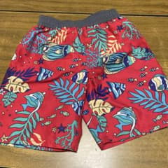 ベビー水着 赤 魚と植物プリントのサムネイル