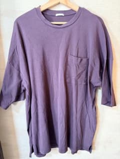 GU ポケット付き クルーネックTシャツ パープルのサムネイル