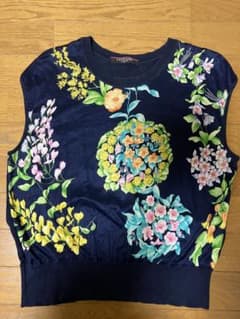 訳あり⭐︎LEONARD FASHION レオナール 濃紺 花柄 ノースリーブ - メルカリ