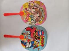 昭和レトロ ふたごのピンク とんでも戦士ムテキング うちわ 2本セットのサムネイル