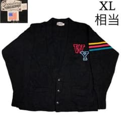 60s Broadway レタードカーディガン スクール系 米国製 古着 XL黒 