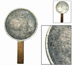 江戸時代 古鏡 藤原作 在銘 花鳥柄銅鏡 和鏡 柄鏡 ウブ品 WWST053