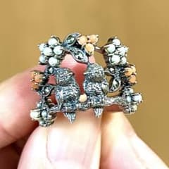 ROKUZAN ロクザン 碌山 鳥 珊瑚とシードパールのリング 11号 - メルカリ