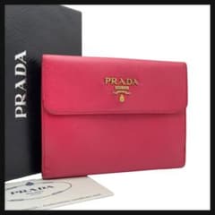 本日限定　PRADA プラダ　三つ折り　財布　早い者勝ち　三角ロゴ　ピンク　レザ org.jpg