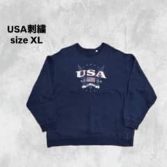 USAロゴ刺繍 スウェット ネイビー XL アメカジ古着のサムネイル