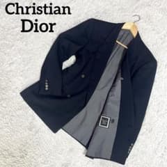90s Christian Dior 紺ブレ シルバーボタンテーラードジャケット ✨希少✨クリスチャンディオール 紺ブレ ロゴ刻印ボタン テーラード
