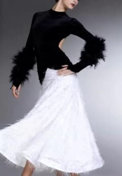 社交ダンスドレス 羽根 長袖 ラテン モダンダンス シンプル オーダー