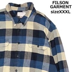 【好配色】フィルソン ネルシャツ 3XL ネイビー ブロックチェック 長袖シャツ