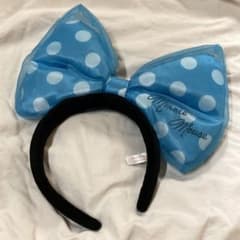 ミニーマウス 水玉リボンカチューシャ 水色のサムネイル