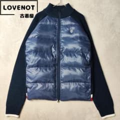 極美品　ミズノ　ハイブリッド　ダウンブルゾン　ゴルフ　異素材MIX　ネイビー　L 極美品 ミズノ ハイブリッド ダウンブルゾン ゴルフ 異素材MIX