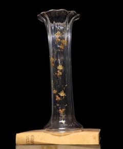 オールド・バカラ 1890年頃 稀少型多面体 大型30cm 金彩盛り上げ花柄