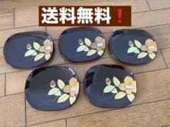 再値下げしました❗️漆器 菓子皿 5枚セット 椿山茶花文様 銘々皿
