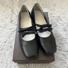 パンプス ブラック リボン 24.5cmのサムネイル