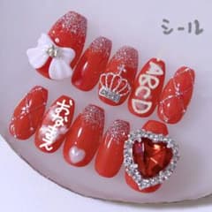 ネイルチップ 量産型 ツイード 赤 推しネイル なまえ オーダーネイル #114 m16492678051_1.jpg?1681948257