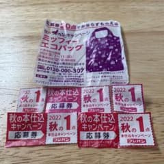 2022フジパン  秋の本仕込キャンペーン  ミッフィーエコバック 応募券×５点のサムネイル