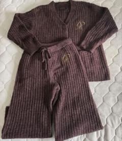 美品】ジェラートピケ べビモコメランジリブ 上下セット ブラウン