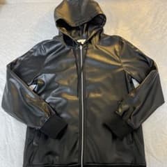 SOMEDIFF フェイクレザー パーカー ブラック Lサイズのサムネイル
