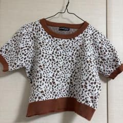 SHEIN 半袖 ニット トップス ブラウン Lサイズのサムネイル