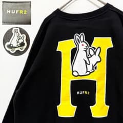 入手困難✨】HUF×FR2 コラボ スウェット ビッグプリント 黒 M 激レア 