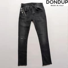新品 DONDUP ストレッチ ブラックデニム スキニージーンズ 黒 W30 M 