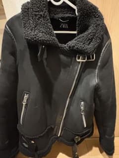 ZARA フェイクムートン ライダースジャケットのサムネイル