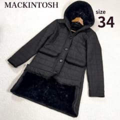 マッキントッシュ 裏ボア キルティングコート フード付き ブラック