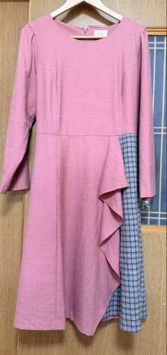 ＊ローズティアラ＊秋色ピンク×チェック ワンピース　サイズ46のサムネイル