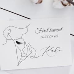 ファーストヘアカット　ヘアカットアート　台紙　手書き　線画　赤ちゃん2