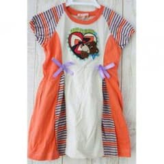 100cm♥CASTELBAJAC♥ボーダーｘりぼん飾り★ワッペン半袖ワンピースのサムネイル