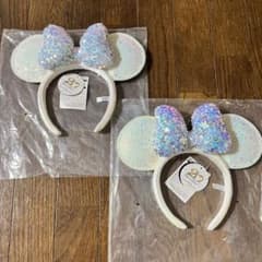 東京ディズニーシー 20周年 限定 スパンコール カチューシャ 白　2個セット