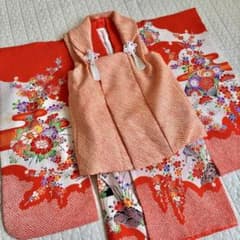 七五三　オレンジ　総絞り　新品被布　着物　セット 七五三 オレンジ 総絞り 新品被布 着物 セット - メルカリ